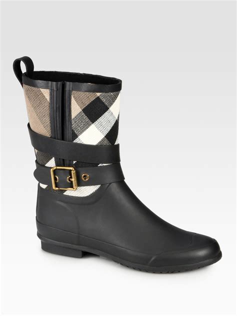 all black burberry rain boots|burberry haymarket rain boots.